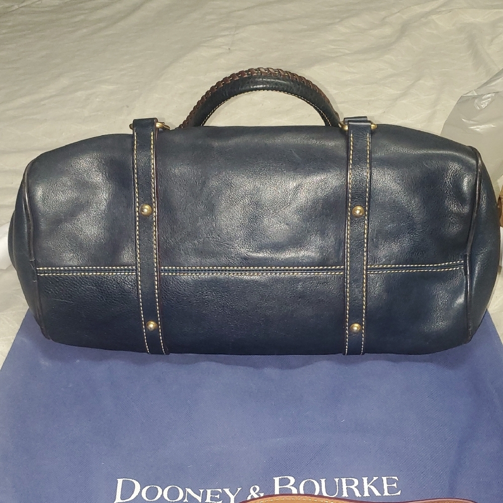 Dooney & Bourke dark navy Leather Shoulder Bag with Brown Trim and Gold Hardware - Picture 10 of 16